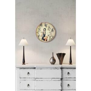 Hand-Painted Circular Canvas - Elegant Lady at Vanity